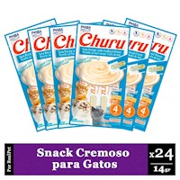 Snack Cremoso Gato Churu Atún y Mariscos 6 sobres x 4 tubos